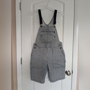 Duluth Trading Co Railroad Stripe Bib Overalls (Shortalls)
